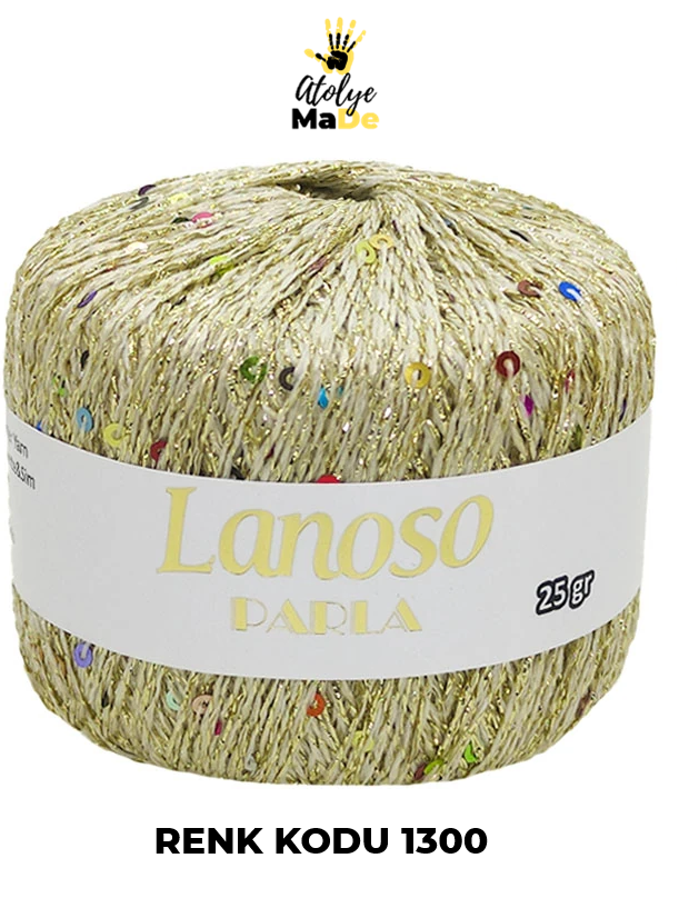 Lanoso Parla - Yumuşak Simli Pullu El Örgü İpi - %75 Glitter Yarn %25 Payette&Sim 217mt 25gr