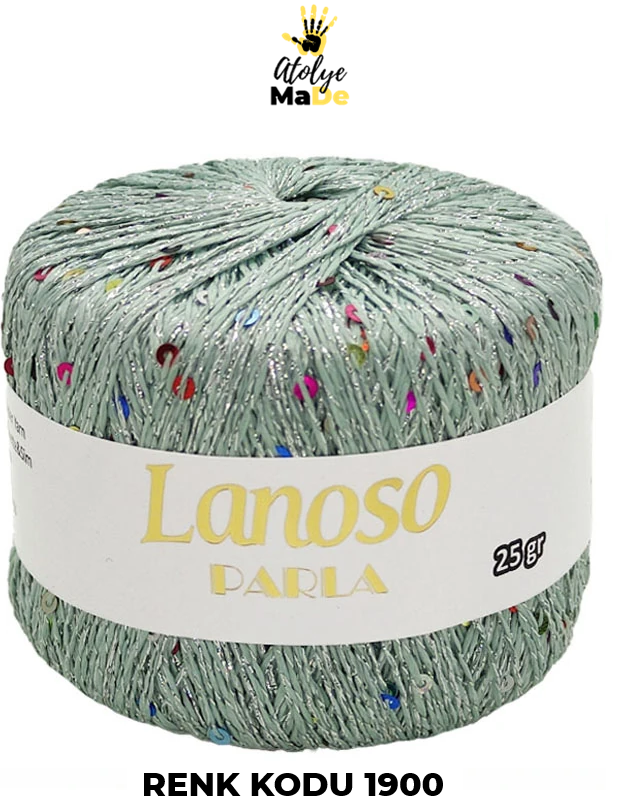 Lanoso Parla - Yumuşak Simli Pullu El Örgü İpi - %75 Glitter Yarn %25 Payette&Sim 217mt 25gr
