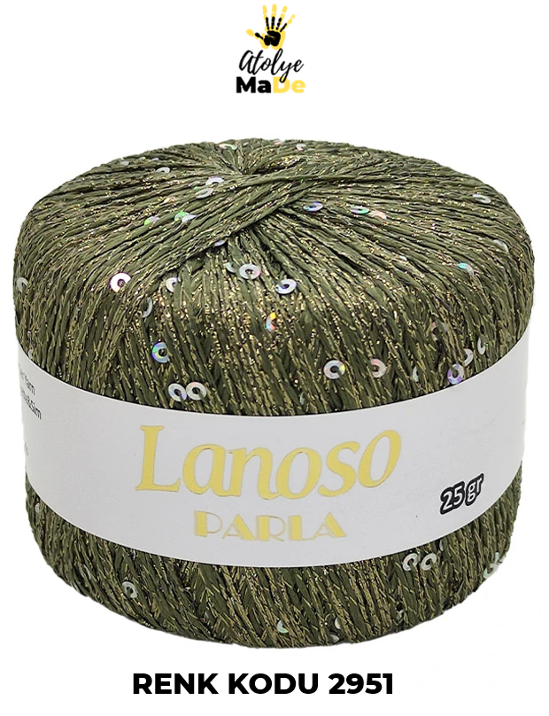 Lanoso Parla - Yumuşak Simli Pullu El Örgü İpi - %75 Glitter Yarn %25 Payette&Sim 217mt 25gr