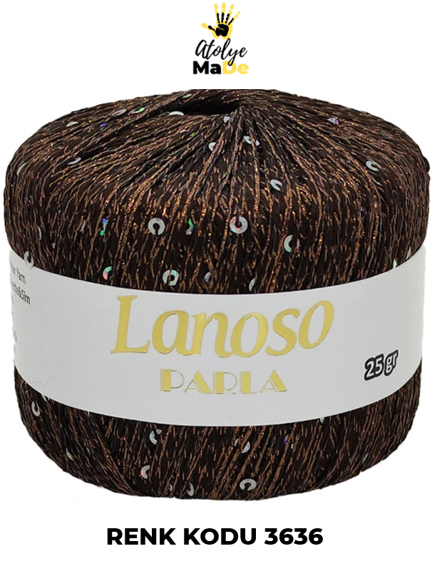 Lanoso Parla - Yumuşak Simli Pullu El Örgü İpi - %75 Glitter Yarn %25 Payette&Sim 217mt 25gr