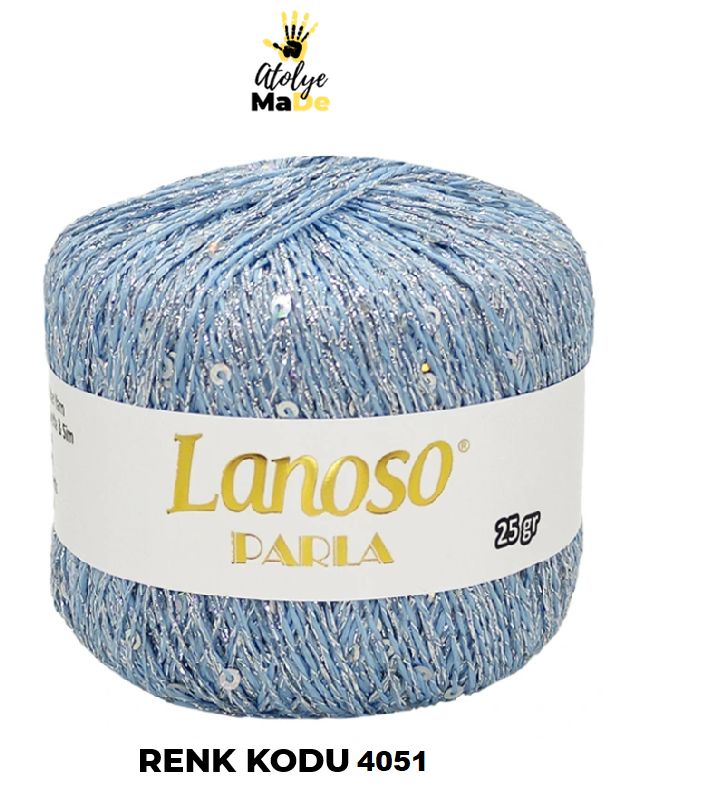 Lanoso Parla - Yumuşak Simli Pullu El Örgü İpi - %75 Glitter Yarn %25 Payette&Sim 217mt 25gr