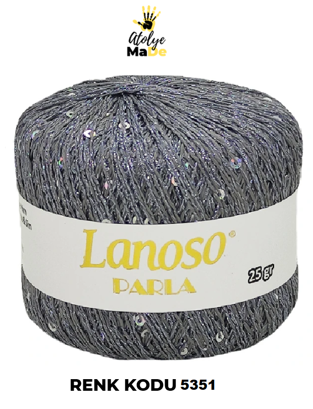 Lanoso Parla - Yumuşak Simli Pullu El Örgü İpi - %75 Glitter Yarn %25 Payette&Sim 217mt 25gr