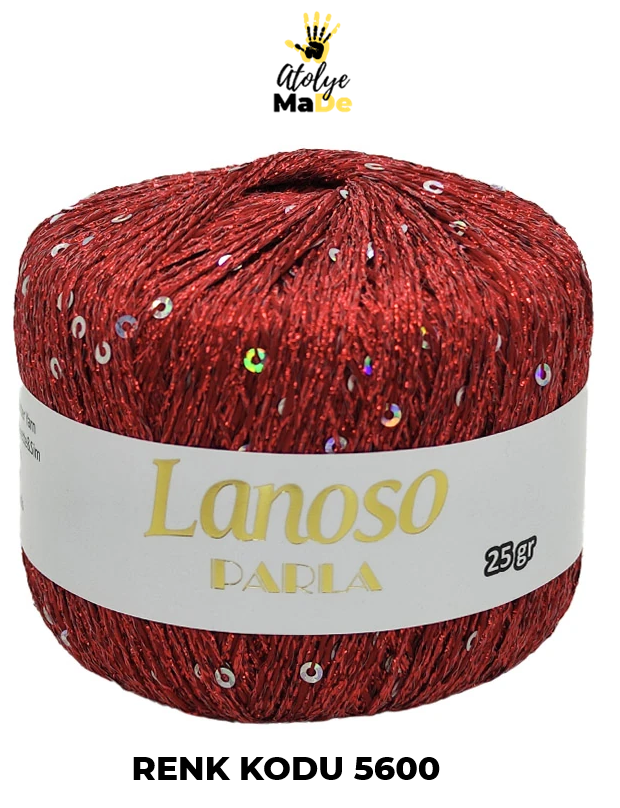 Lanoso Parla - Yumuşak Simli Pullu El Örgü İpi - %75 Glitter Yarn %25 Payette&Sim 217mt 25gr