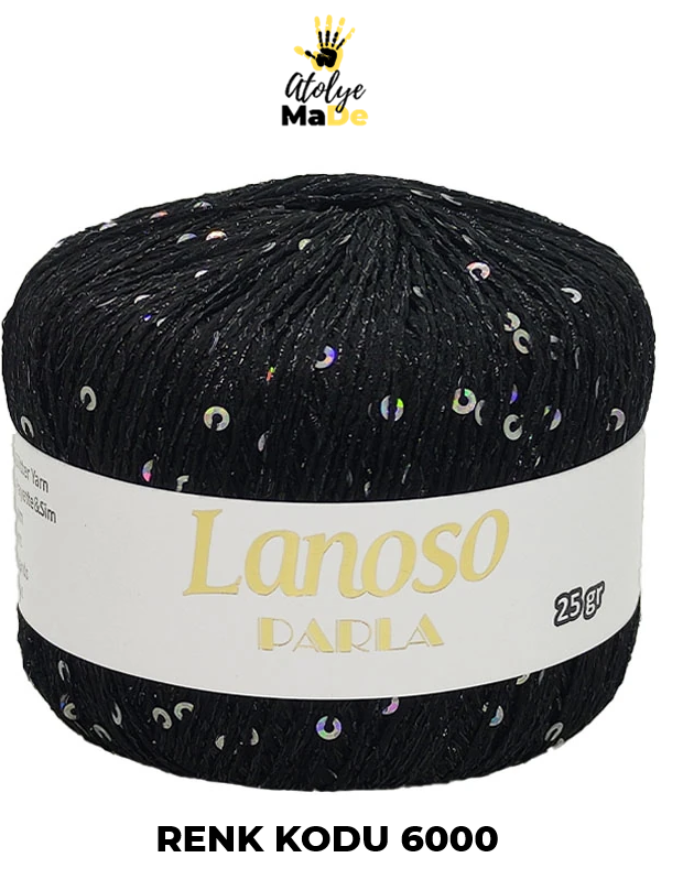 Lanoso Parla - Yumuşak Simli Pullu El Örgü İpi - %75 Glitter Yarn %25 Payette&Sim 217mt 25gr