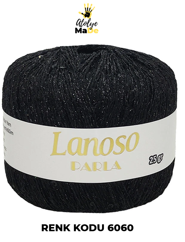 Lanoso Parla - Yumuşak Simli Pullu El Örgü İpi - %75 Glitter Yarn %25 Payette&Sim 217mt 25gr