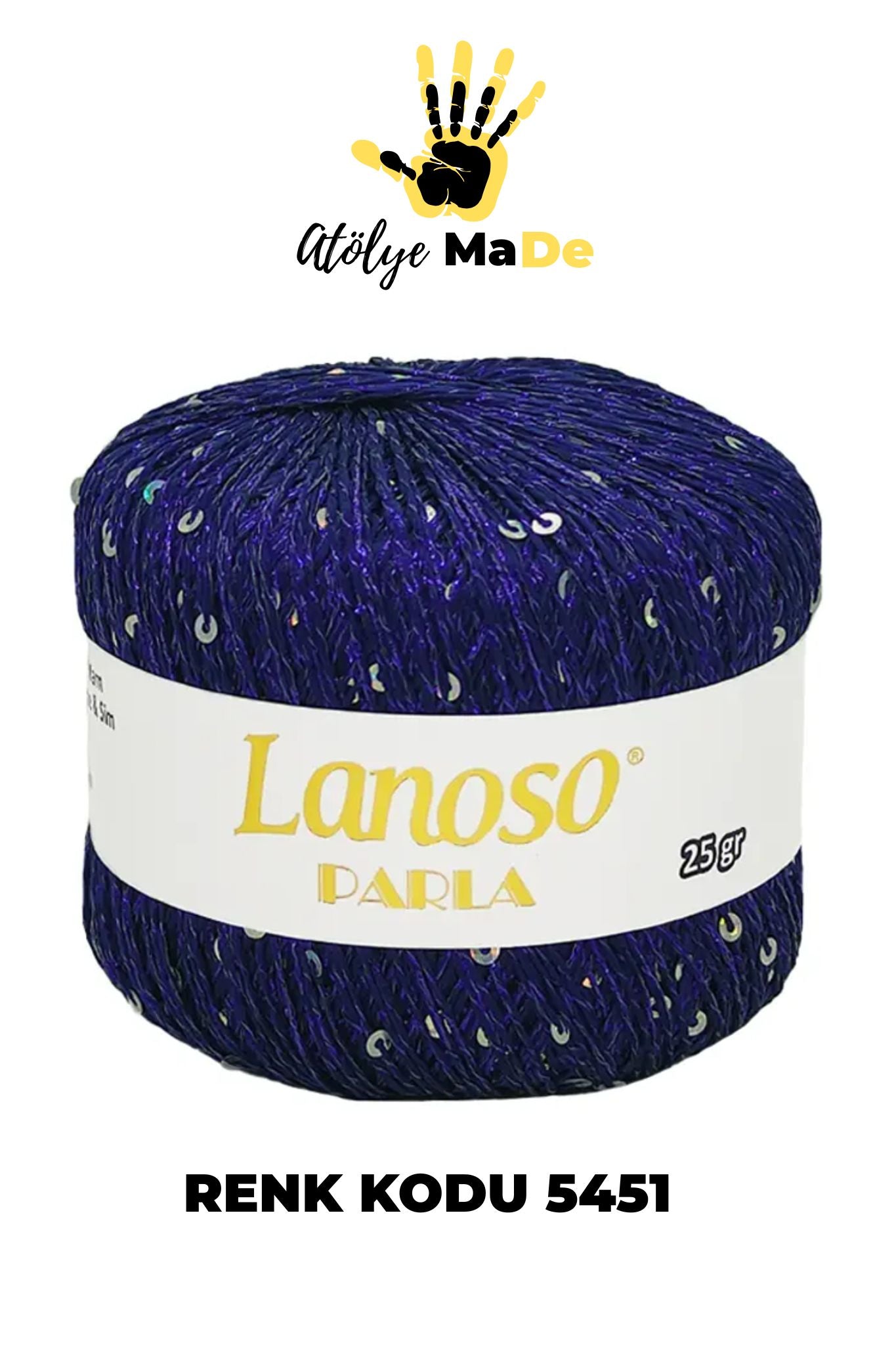 Lanoso Parla - Yumuşak Simli Pullu El Örgü İpi - %75 Glitter Yarn %25 Payette&Sim 217mt 25gr