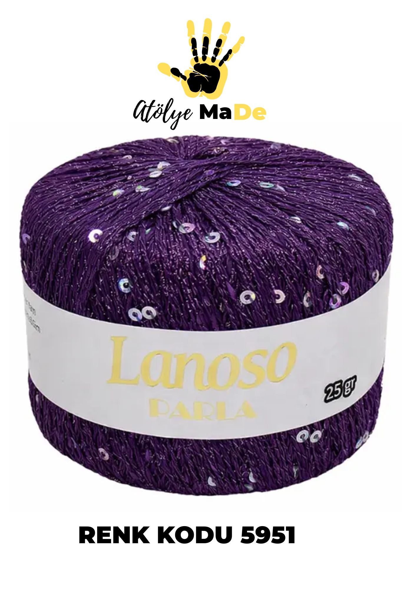 Lanoso Parla - Yumuşak Simli Pullu El Örgü İpi - %75 Glitter Yarn %25 Payette&Sim 217mt 25gr