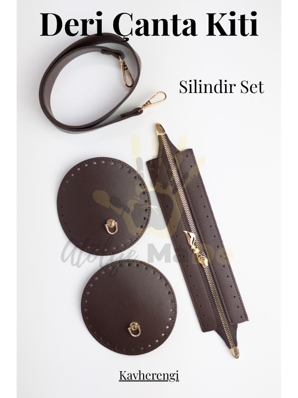 Deri Çanta Kiti Silindir Set 3 Renk