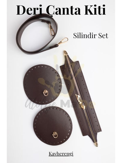 Deri Çanta Kiti Silindir Set 3 Renk