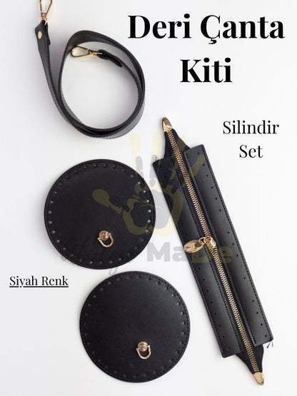 Deri Çanta Kiti Silindir Set 3 Renk