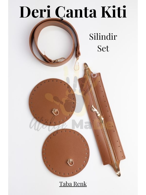 Deri Çanta Kiti Silindir Set 3 Renk