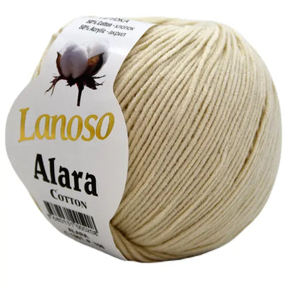 Lanoso Alara Cotton - Yumuşak Simli Pullu El Örgü İpi - %50 Pamuk %50 Akrilik 120mt 50gr