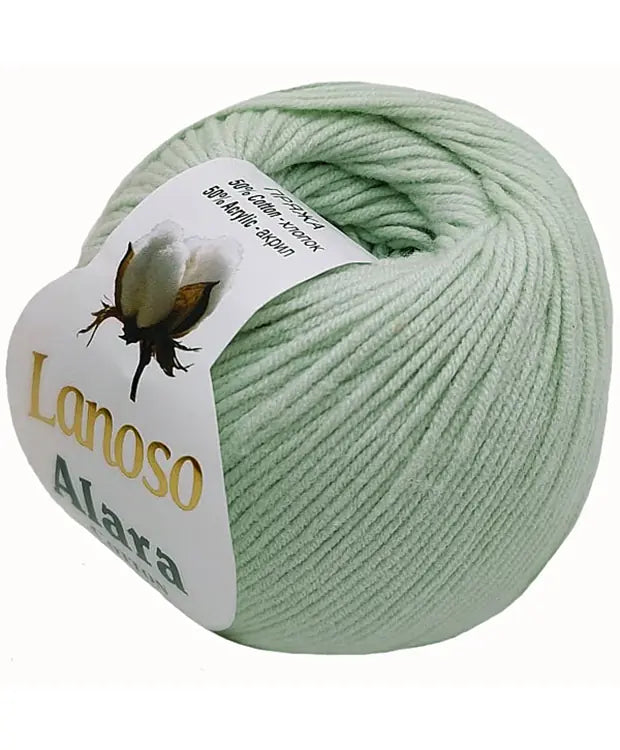 Lanoso Alara Cotton - Yumuşak Simli Pullu El Örgü İpi - %50 Pamuk %50 Akrilik 120mt 50gr