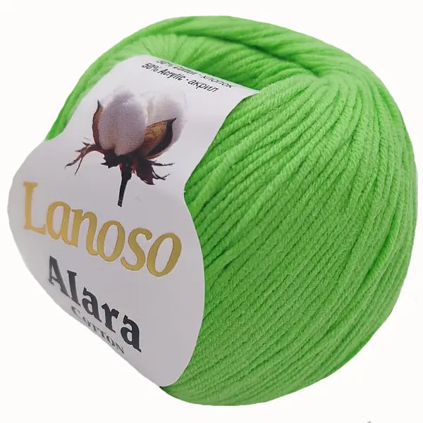 Lanoso Alara Cotton - Yumuşak Simli Pullu El Örgü İpi - %50 Pamuk %50 Akrilik 120mt 50gr