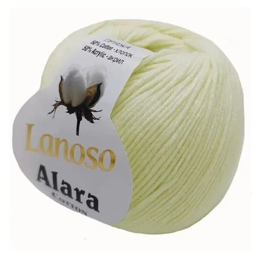Lanoso Alara Cotton - Yumuşak Simli Pullu El Örgü İpi - %50 Pamuk %50 Akrilik 120mt 50gr