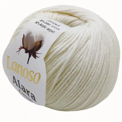 Lanoso Alara Cotton - Yumuşak Simli Pullu El Örgü İpi - %50 Pamuk %50 Akrilik 120mt 50gr