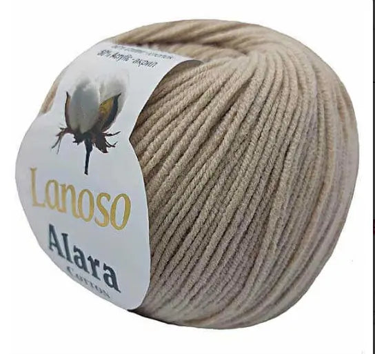 Lanoso Alara Cotton - Yumuşak Simli Pullu El Örgü İpi - %50 Pamuk %50 Akrilik 120mt 50gr