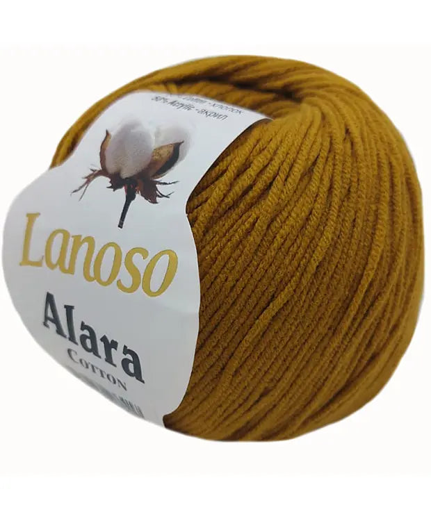 Lanoso Alara Cotton - Yumuşak Simli Pullu El Örgü İpi - %50 Pamuk %50 Akrilik 120mt 50gr