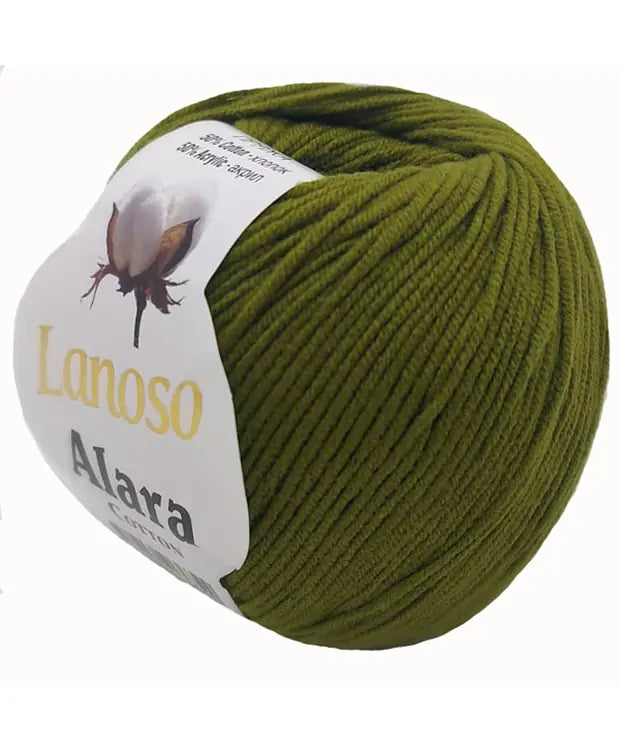 Lanoso Alara Cotton - Yumuşak Simli Pullu El Örgü İpi - %50 Pamuk %50 Akrilik 120mt 50gr
