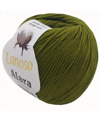 Lanoso Alara Cotton - Yumuşak Simli Pullu El Örgü İpi - %50 Pamuk %50 Akrilik 120mt 50gr