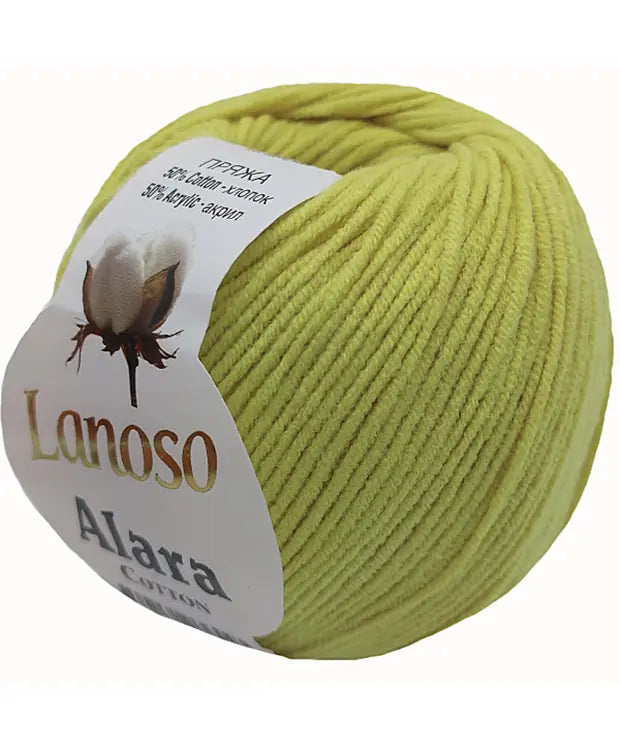 Lanoso Alara Cotton - Yumuşak Simli Pullu El Örgü İpi - %50 Pamuk %50 Akrilik 120mt 50gr