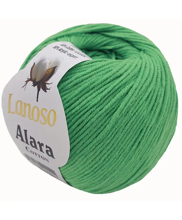 Lanoso Alara Cotton - Yumuşak Simli Pullu El Örgü İpi - %50 Pamuk %50 Akrilik 120mt 50gr