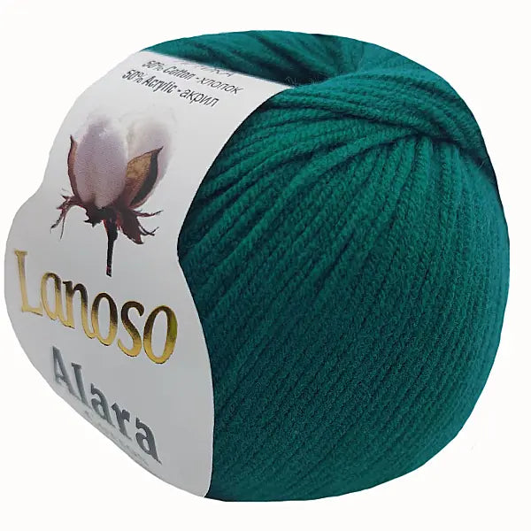 Lanoso Alara Cotton - Yumuşak Simli Pullu El Örgü İpi - %50 Pamuk %50 Akrilik 120mt 50gr
