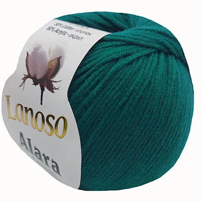 Lanoso Alara Cotton - Yumuşak Simli Pullu El Örgü İpi - %50 Pamuk %50 Akrilik 120mt 50gr