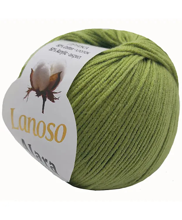 Lanoso Alara Cotton - Yumuşak Simli Pullu El Örgü İpi - %50 Pamuk %50 Akrilik 120mt 50gr