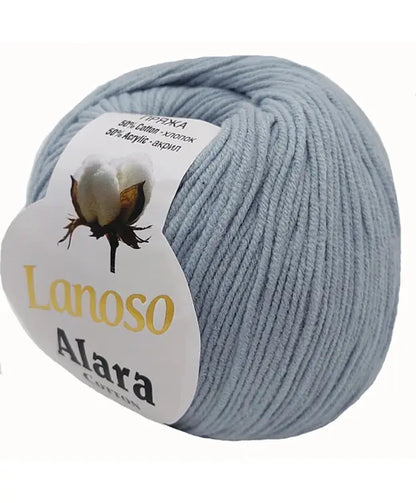 Lanoso Alara Cotton - Yumuşak Simli Pullu El Örgü İpi - %50 Pamuk %50 Akrilik 120mt 50gr