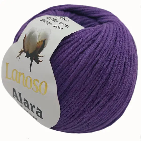 Lanoso Alara Cotton - Yumuşak Simli Pullu El Örgü İpi - %50 Pamuk %50 Akrilik 120mt 50gr