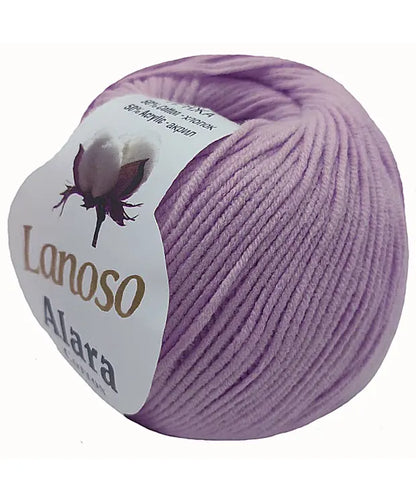 Lanoso Alara Cotton - Yumuşak Simli Pullu El Örgü İpi - %50 Pamuk %50 Akrilik 120mt 50gr