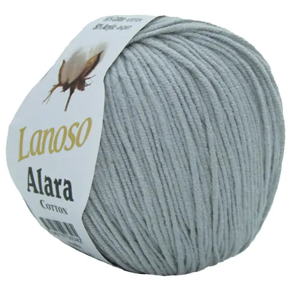 Lanoso Alara Cotton - Yumuşak Simli Pullu El Örgü İpi - %50 Pamuk %50 Akrilik 120mt 50gr
