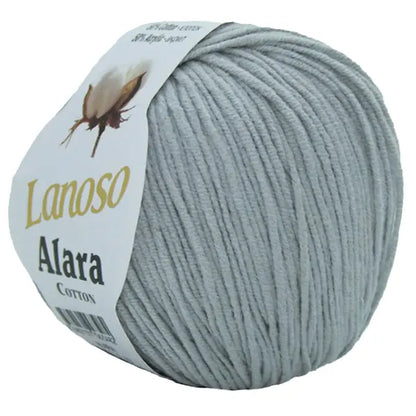 Lanoso Alara Cotton - Yumuşak Simli Pullu El Örgü İpi - %50 Pamuk %50 Akrilik 120mt 50gr