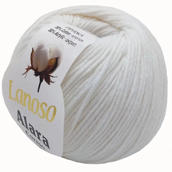 Lanoso Alara Cotton - Yumuşak Simli Pullu El Örgü İpi - %50 Pamuk %50 Akrilik 120mt 50gr