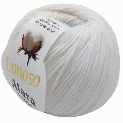 Lanoso Alara Cotton - Yumuşak Simli Pullu El Örgü İpi - %50 Pamuk %50 Akrilik 120mt 50gr