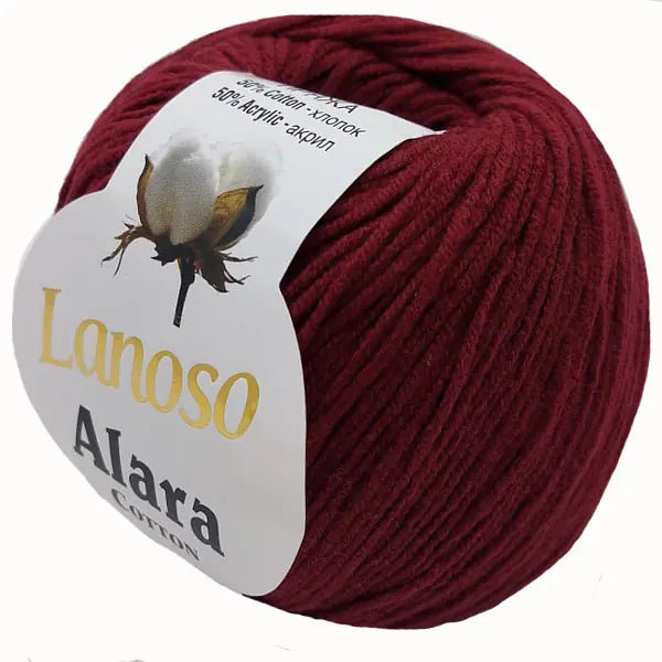 Lanoso Alara Cotton - Yumuşak Simli Pullu El Örgü İpi - %50 Pamuk %50 Akrilik 120mt 50gr