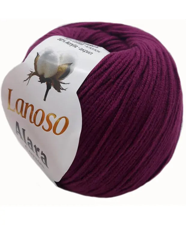 Lanoso Alara Cotton - Yumuşak Simli Pullu El Örgü İpi - %50 Pamuk %50 Akrilik 120mt 50gr