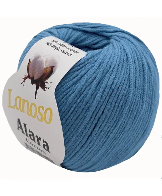 Lanoso Alara Cotton - Yumuşak Simli Pullu El Örgü İpi - %50 Pamuk %50 Akrilik 120mt 50gr