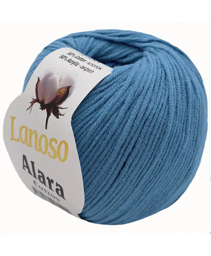 Lanoso Alara Cotton - Yumuşak Simli Pullu El Örgü İpi - %50 Pamuk %50 Akrilik 120mt 50gr