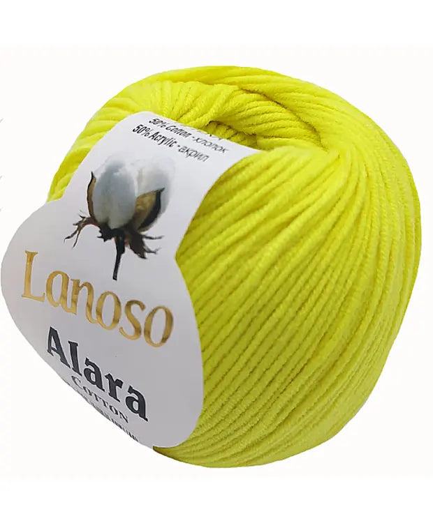 Lanoso Alara Cotton - Yumuşak Simli Pullu El Örgü İpi - %50 Pamuk %50 Akrilik 120mt 50gr