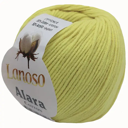 Lanoso Alara Cotton - Yumuşak Simli Pullu El Örgü İpi - %50 Pamuk %50 Akrilik 120mt 50gr