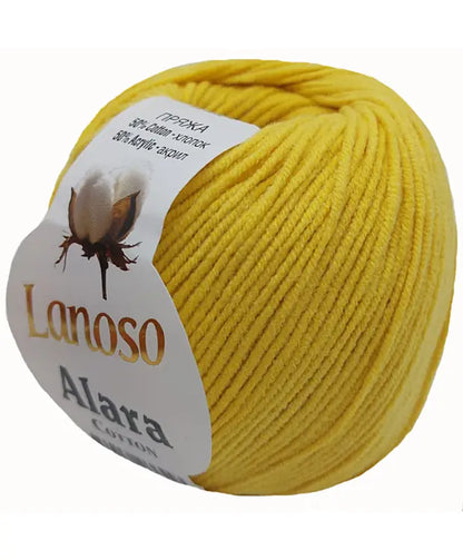 Lanoso Alara Cotton - Yumuşak Simli Pullu El Örgü İpi - %50 Pamuk %50 Akrilik 120mt 50gr
