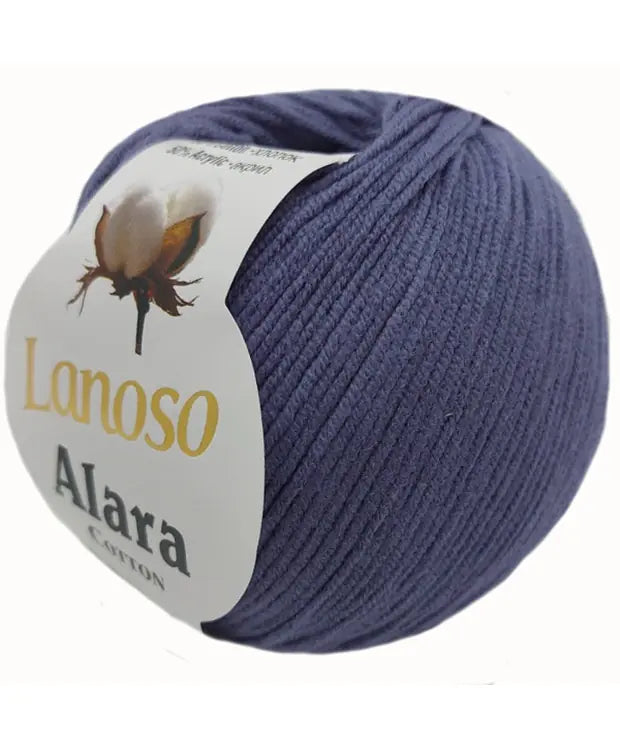 Lanoso Alara Cotton - Yumuşak Simli Pullu El Örgü İpi - %50 Pamuk %50 Akrilik 120mt 50gr