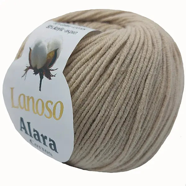 Lanoso Alara Cotton - Yumuşak Simli Pullu El Örgü İpi - %50 Pamuk %50 Akrilik 120mt 50gr