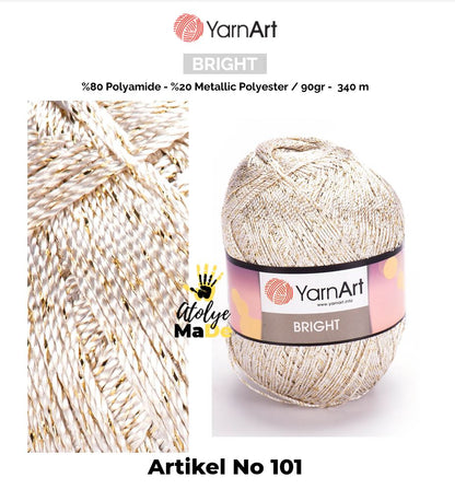 YarnArt Bright - Parlak Metalik ve İnce Örgü İpi%80 Poliamit – %20 Metalik Polyester 90gr 340metre