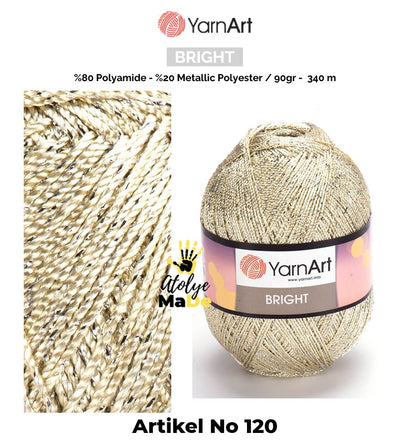 YarnArt Bright - Parlak Metalik ve İnce Örgü İpi%80 Poliamit – %20 Metalik Polyester 90gr 340metre