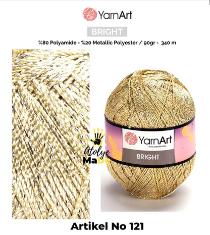 YarnArt Bright - Parlak Metalik ve İnce Örgü İpi%80 Poliamit – %20 Metalik Polyester 90gr 340metre