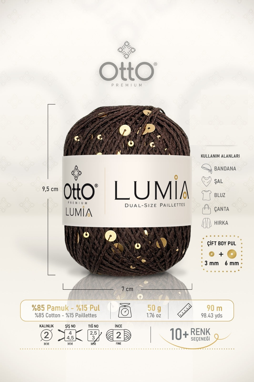 Otto Lumia Çift Boy Pullu 50gr 90m - %85Pamuk %15Pul Payetli İp